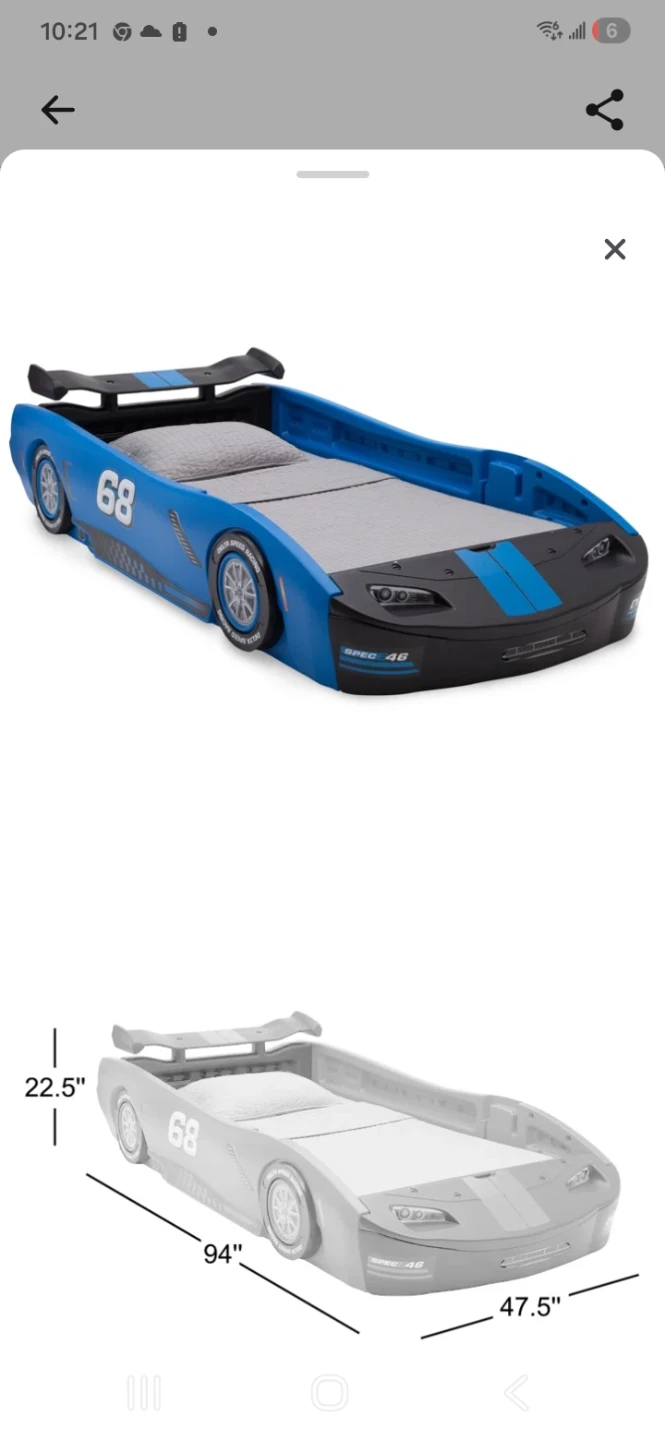 Race Car Twin Bed - Blue