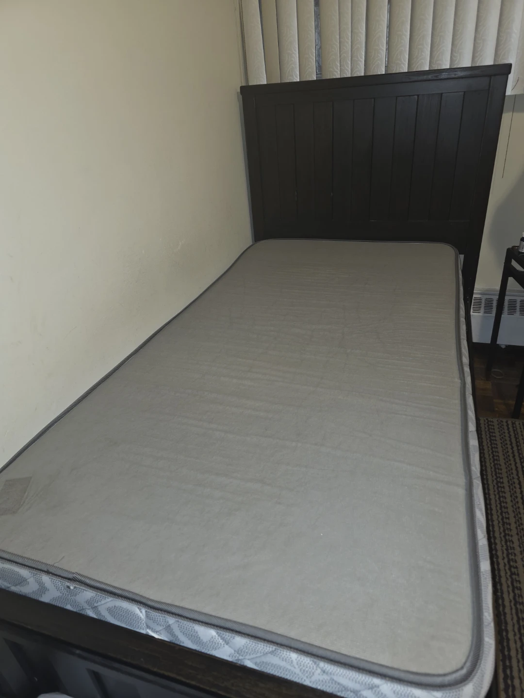 Dark Wood Headboard and Mattress Set