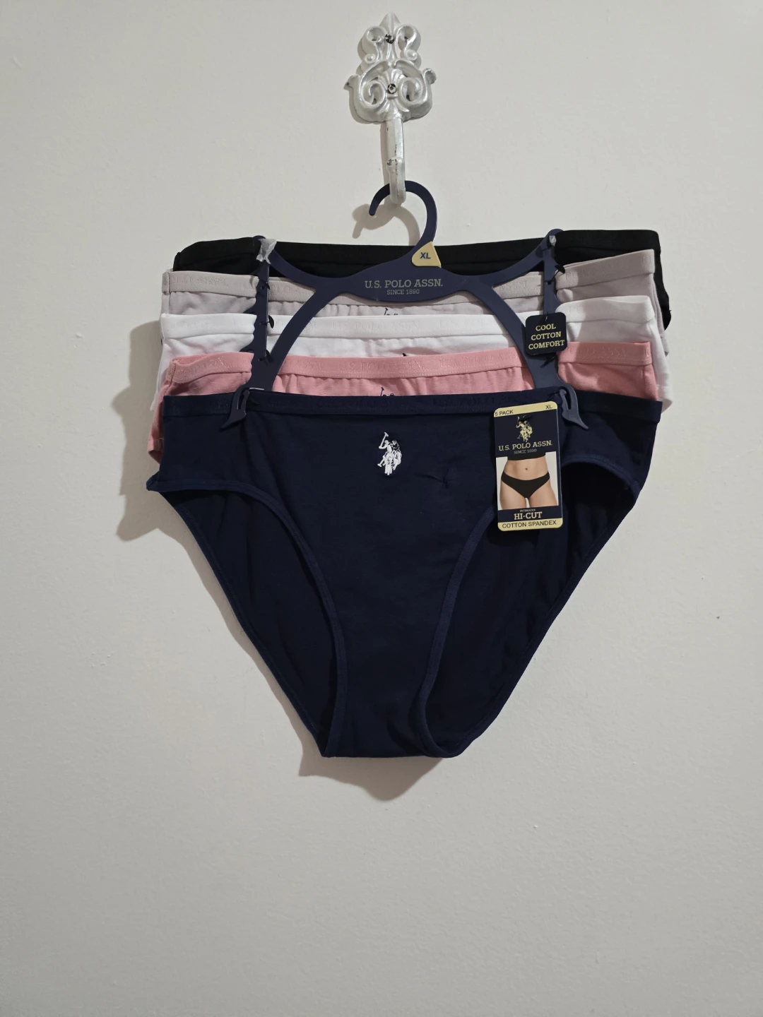 U.S. Polo Assn. 5-Pack Hi-Cut Cotton Spandex Panties - XL - photo 2