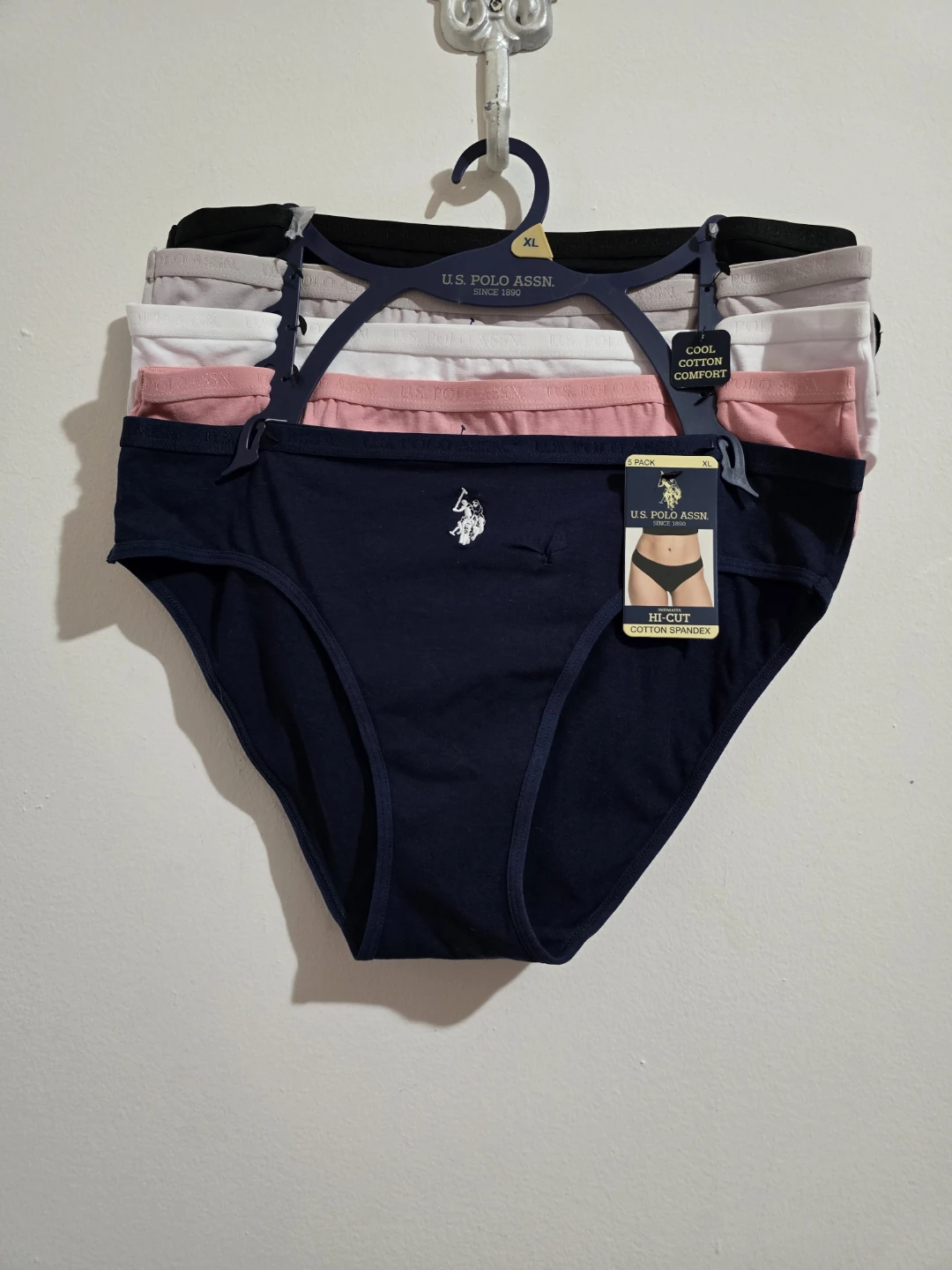 U.S. Polo Assn. 5-Pack Hi-Cut Cotton Spandex Panties - XL - photo 4