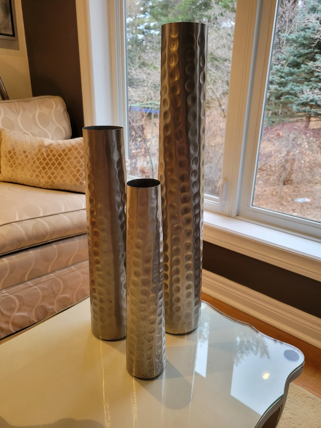 Set of 3 Hammered Metal Vase.SOLD!
