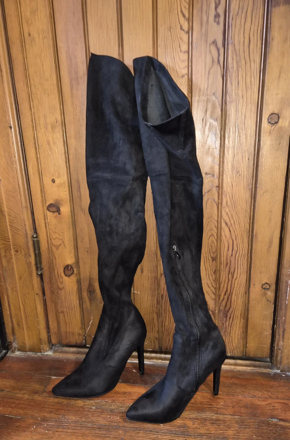 Black Suede Over-the-Knee Boots