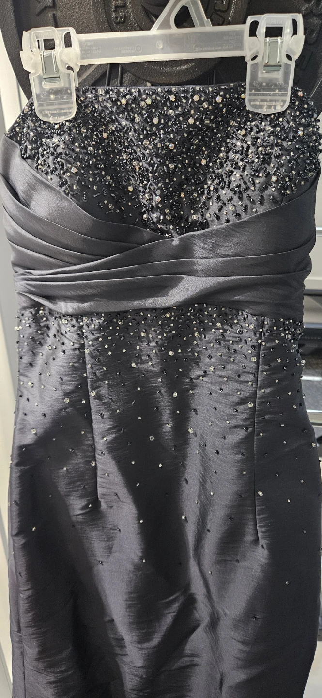 Black Strapless Beaded Formal Dress - photo 2
