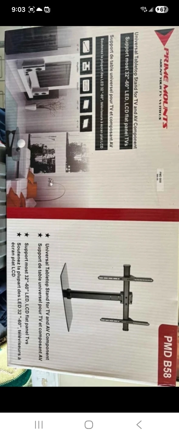 Prime Mounts Universal Tabletop Stand for TV and AV Component