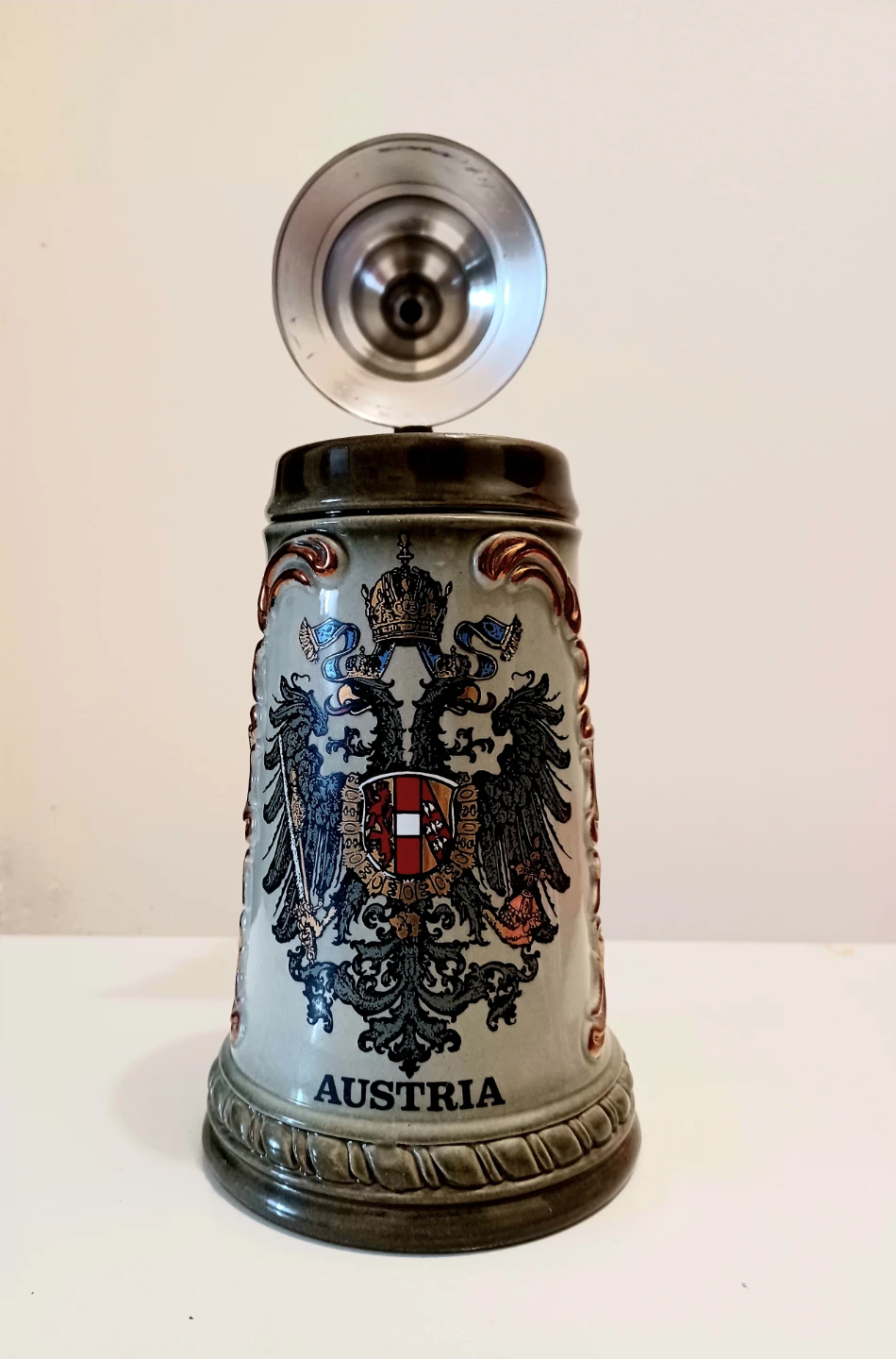 Vtg Handmade King Austria Beer Stein - photo 3