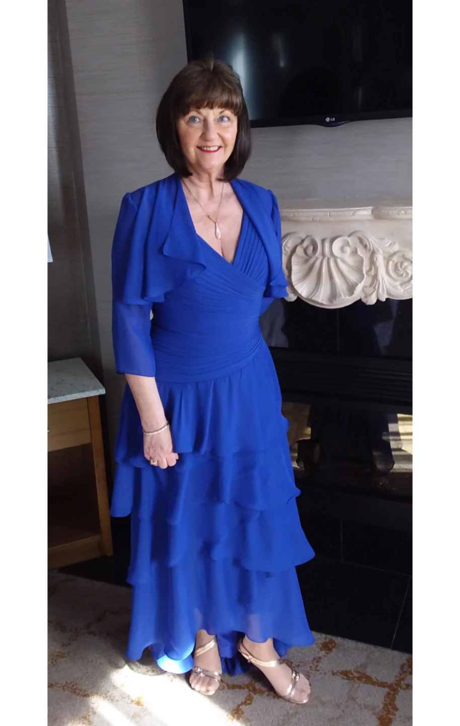 Blue Ruffled Chiffon Dress with Bolero mother of the bride. - photo 3