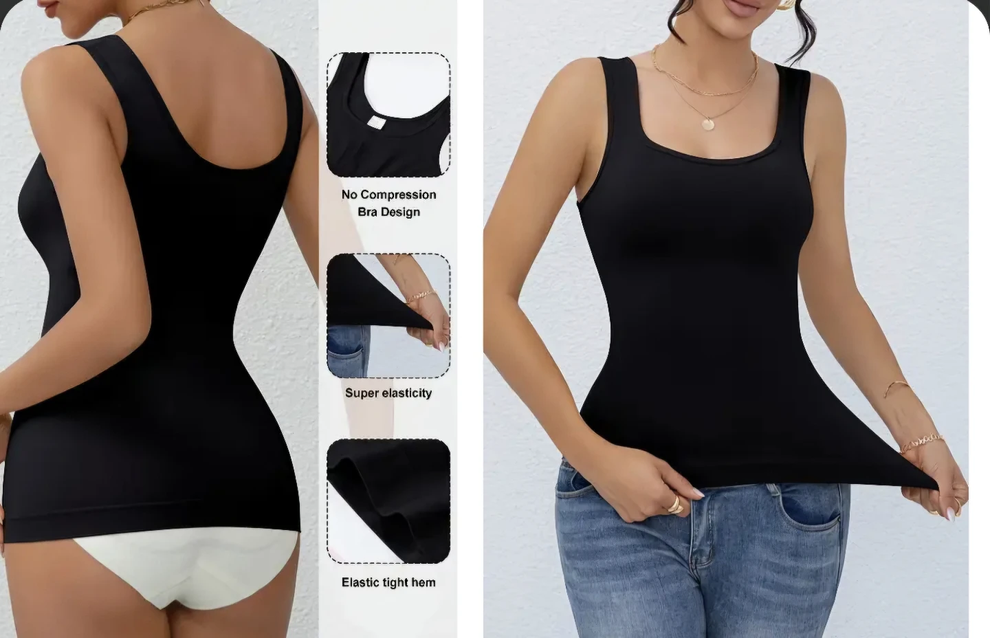 Black Tummy Control Camisole Tank Top - photo 2