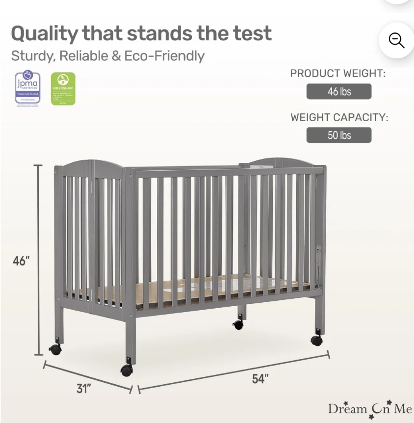 Dream On Me Foldable Full Size Crib