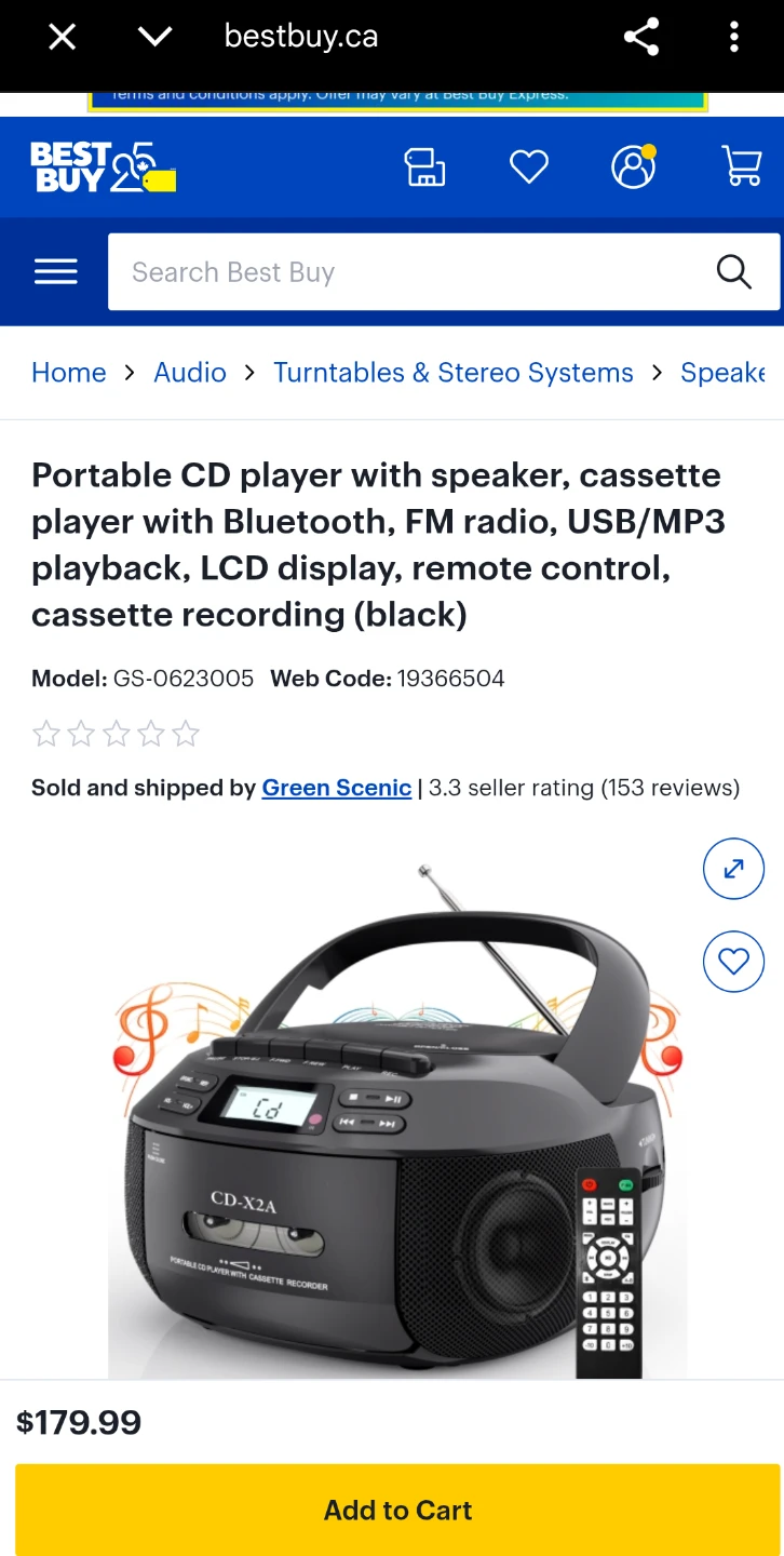 Portable CD Player with Cassette Recorder and Bluetooth 🥕