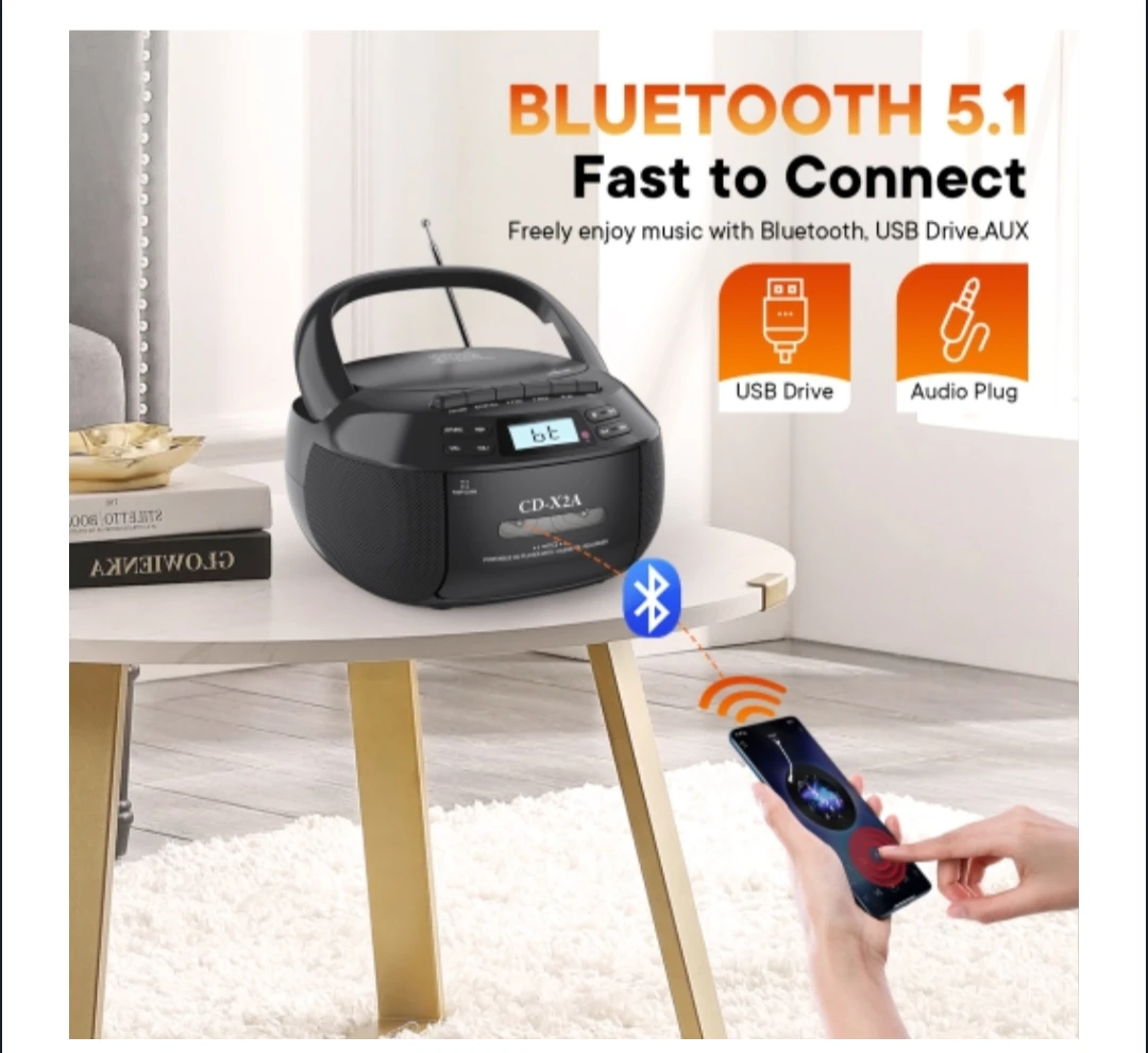 Portable CD Player with Cassette Recorder and Bluetooth 🥕 - photo 4