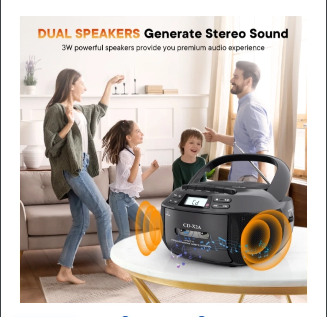Portable CD Player with Cassette Recorder and Bluetooth 🥕 - photo 5