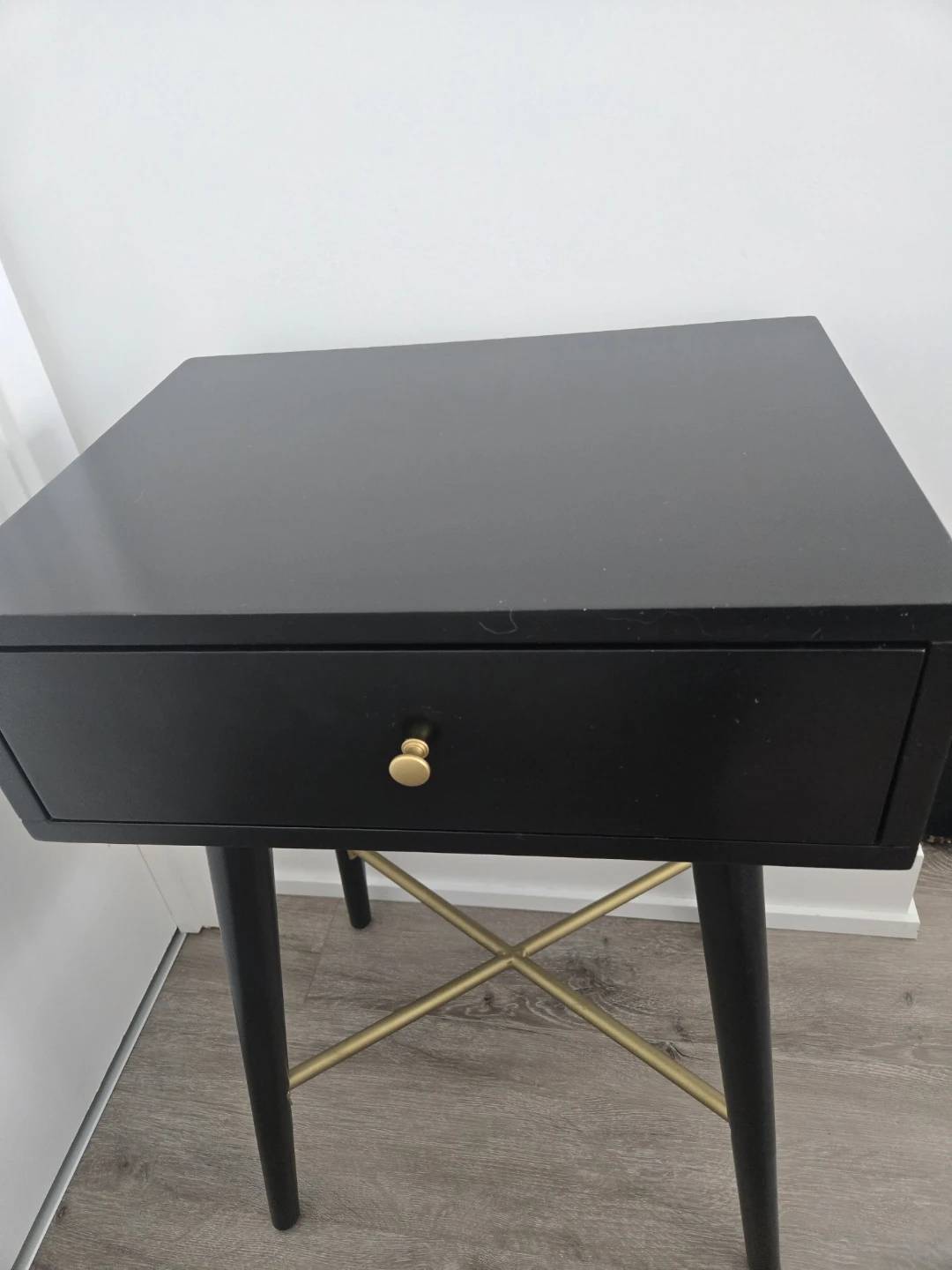Black and gold  Nightstand with Drawer