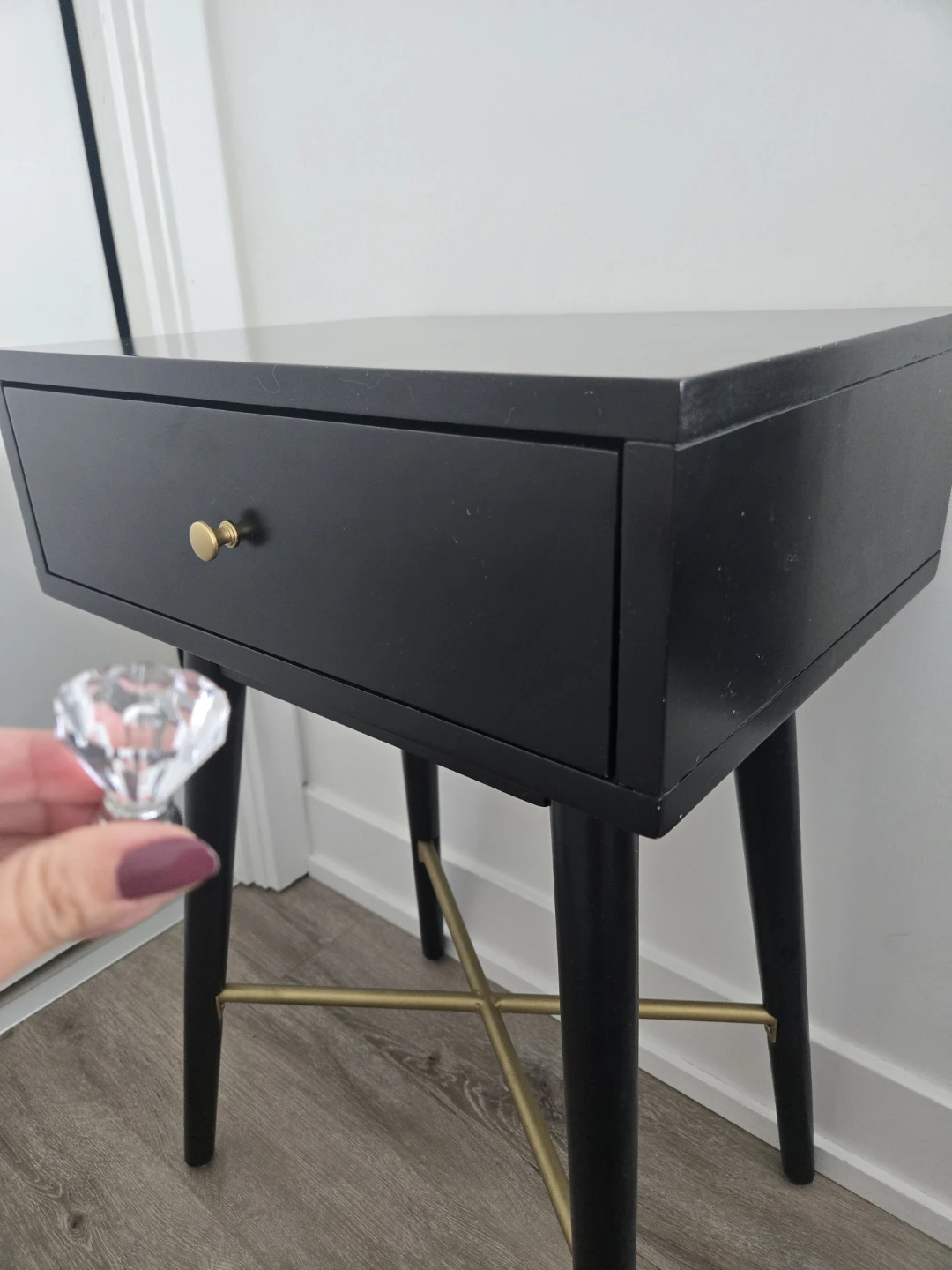 Black and gold  Nightstand with Drawer - photo 2