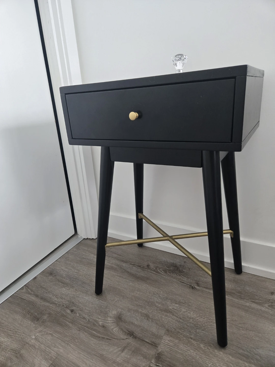 Black and gold  Nightstand with Drawer - photo 3
