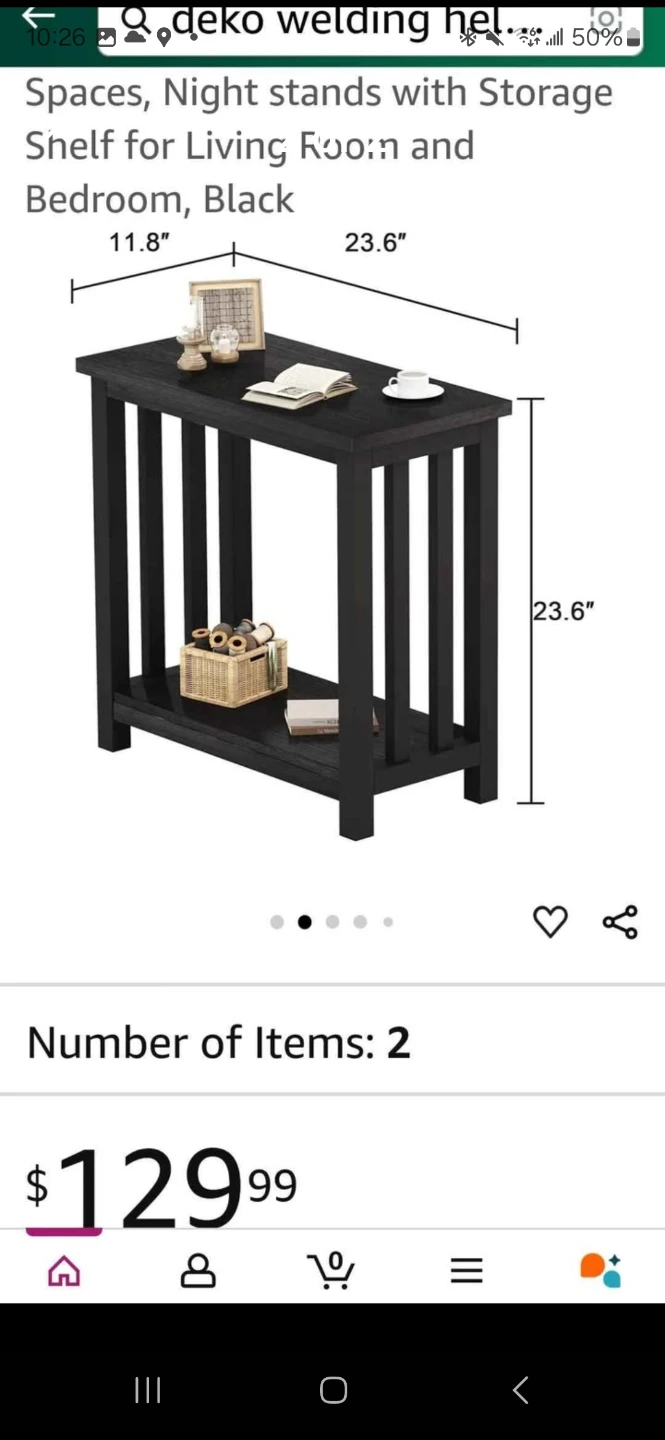 Set of 2 Brown  Stands with Storage Sheldon