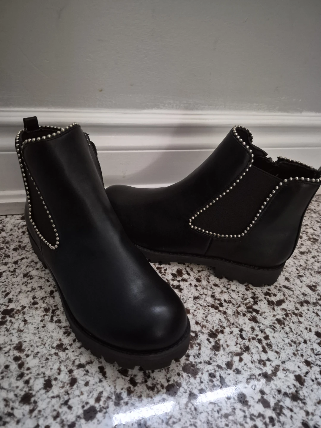 Classics Black Studded Ankle Boots Girls Size 4