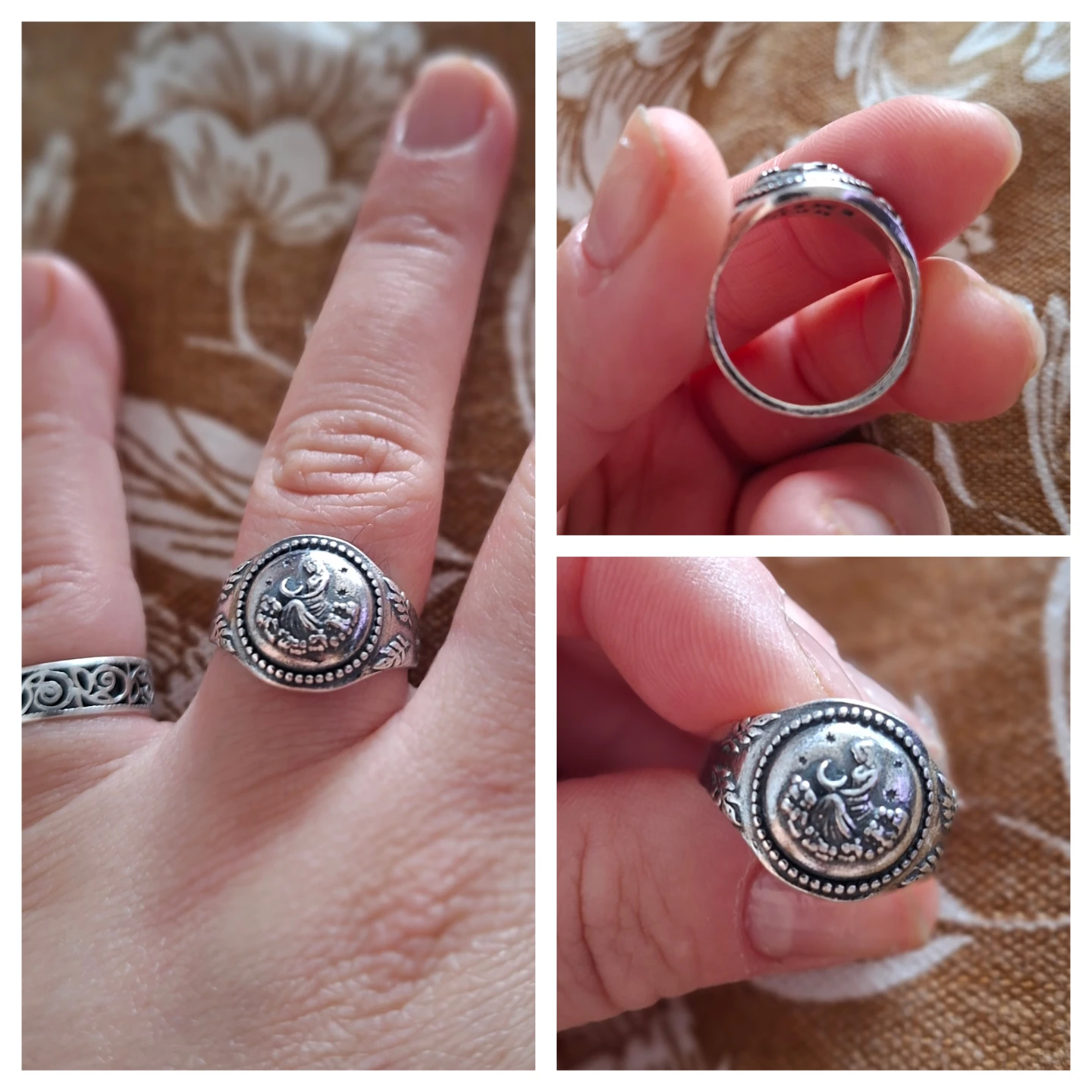 Sterling Silver 925 Selene's Twilight Crescent Moon Ring (US S7) - photo 5
