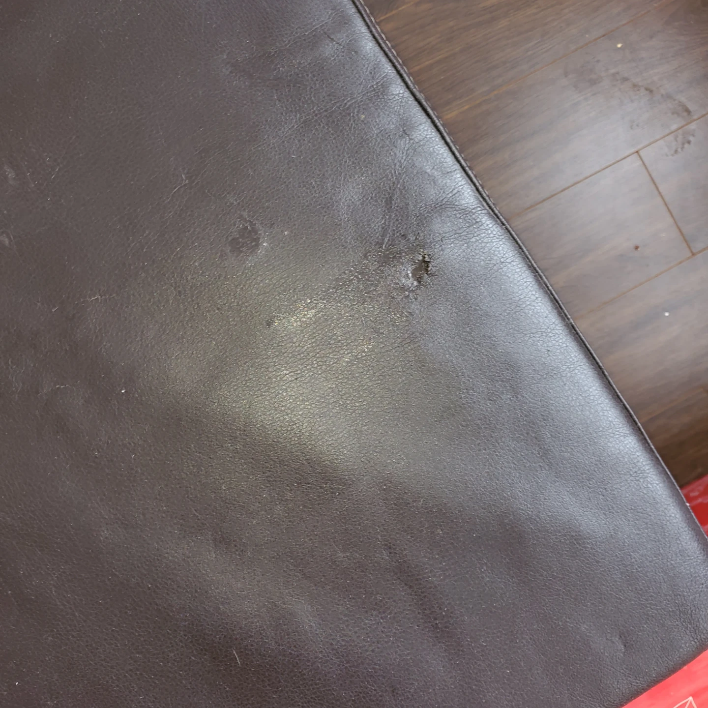 Brown Faux Leather Ottoman - photo 3