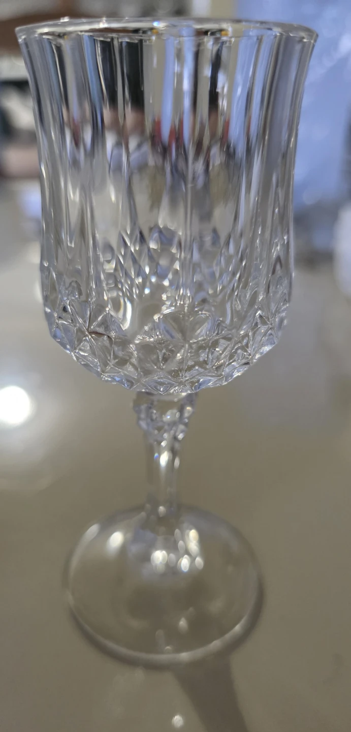 3 Clear Crystal Wine Glass with Diamond Cut Base