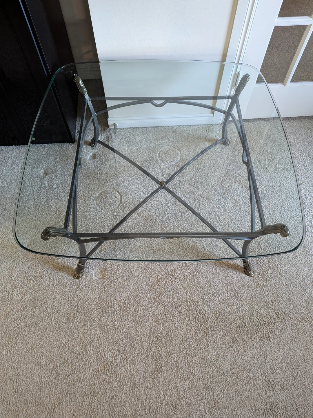 Glass Top Coffee Table with Metal Base