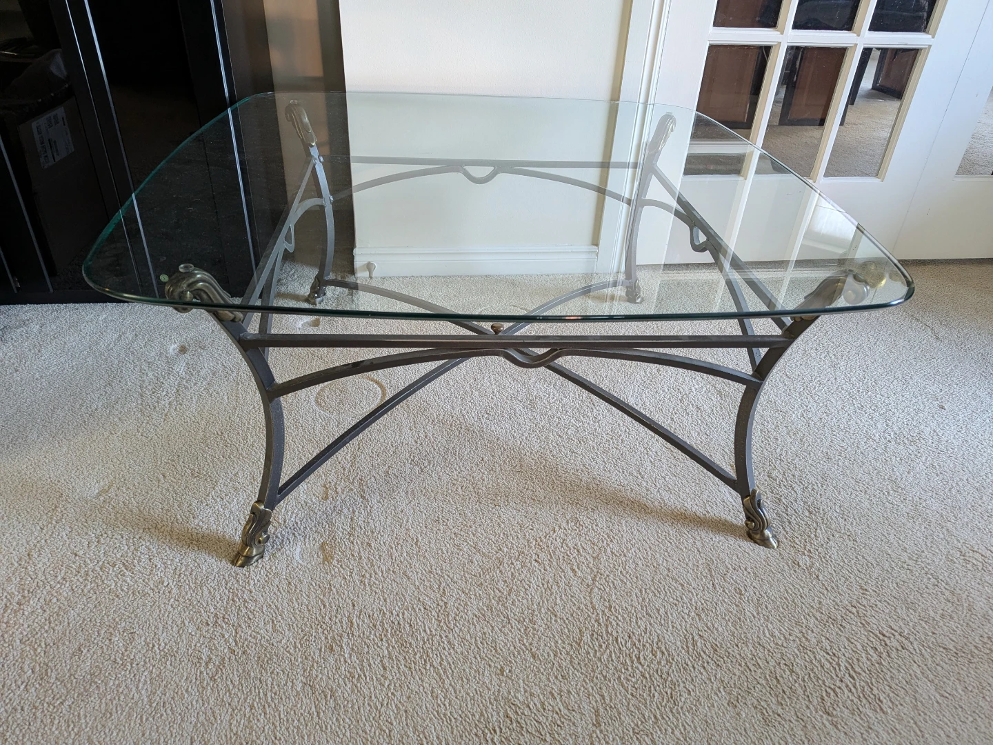 Glass Top Coffee Table with Metal Base - photo 3