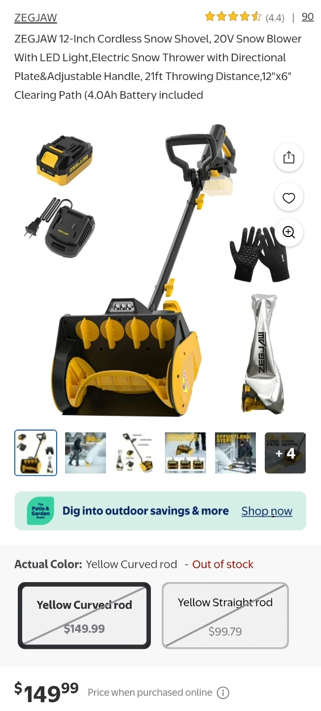 ZEGJAW 12-Inch Cordless Snow Shovel, 20V Snow Blower - photo 4