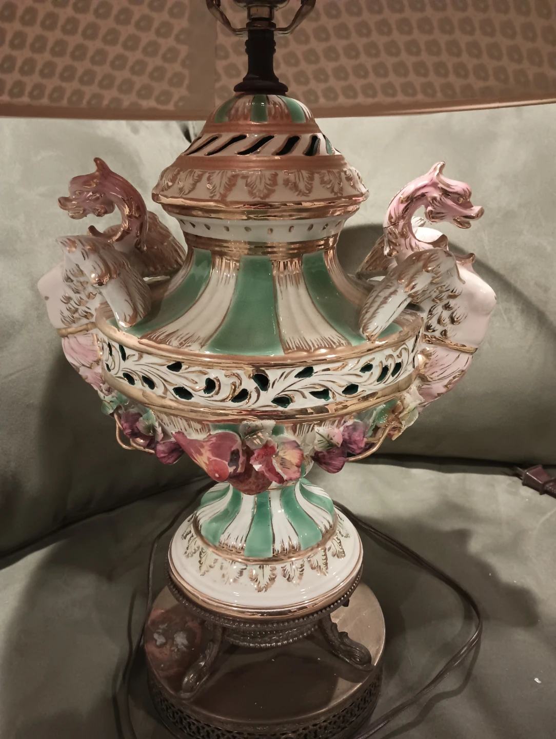 Vintage Ceramic Figural Table Lamp with Dragon antique - photo 2