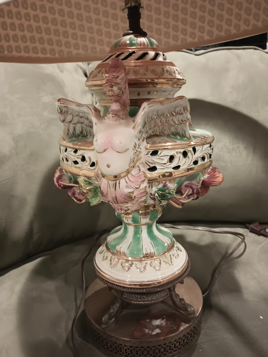 Vintage Ceramic Figural Table Lamp with Dragon antique - photo 3