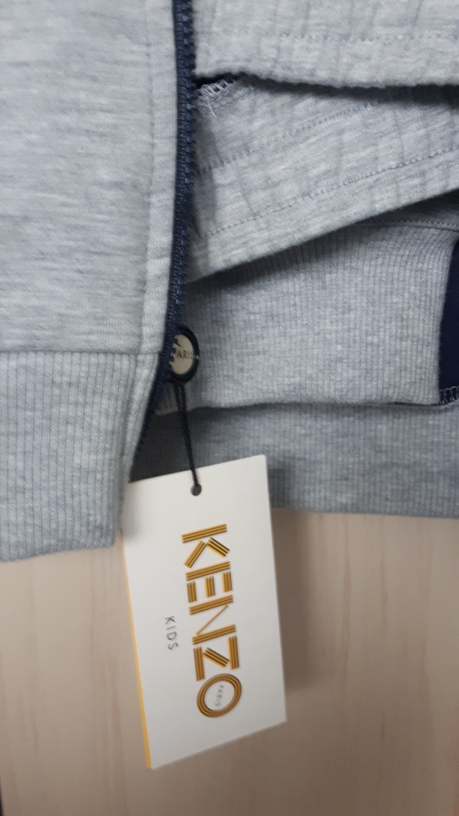 Kenzo Kids Grey Zip-Up Hoodie with Patches - photo 4