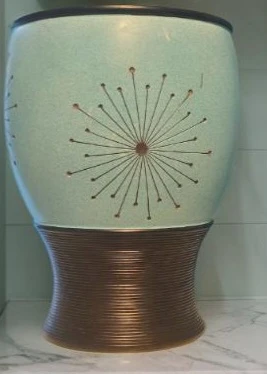 Daniel's Bath teal and bronze bathroom trash bin - photo 2
