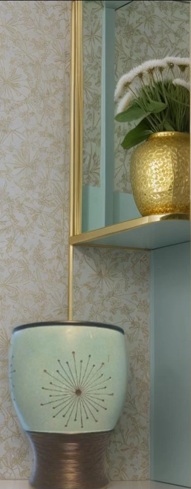 Daniel's Bath teal and bronze bathroom trash bin - photo 3