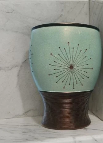 Daniel's Bath teal and bronze bathroom trash bin - photo 5
