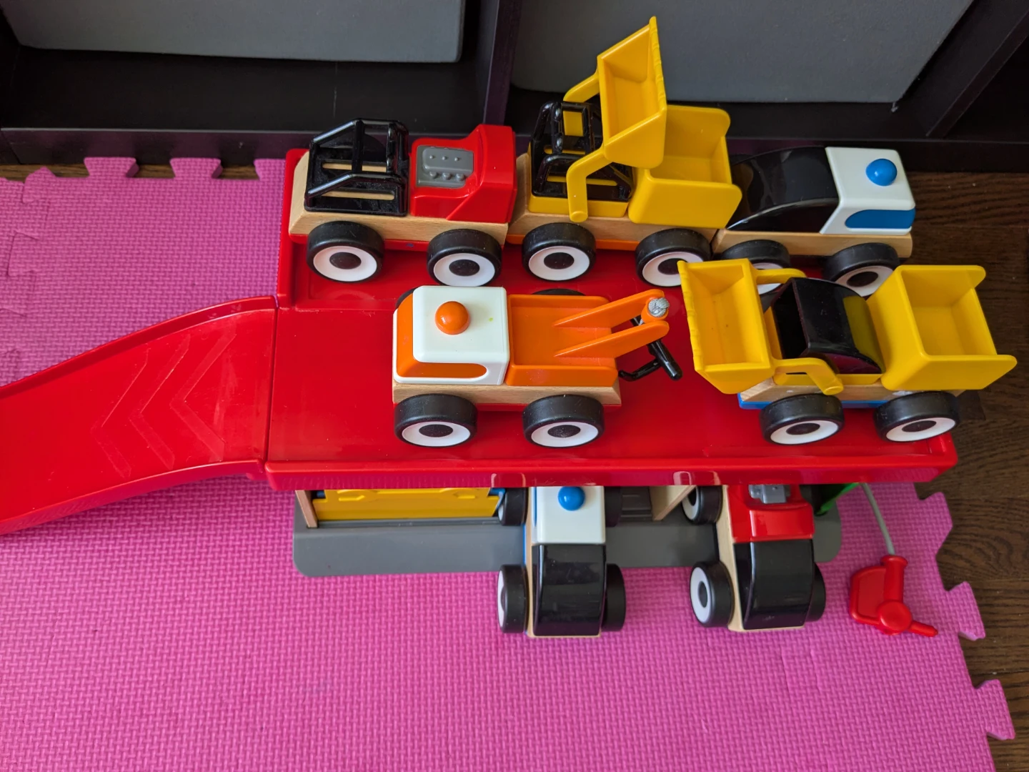 IKEA Wooden Toy Construction Vehicles and Garage Set - photo 2
