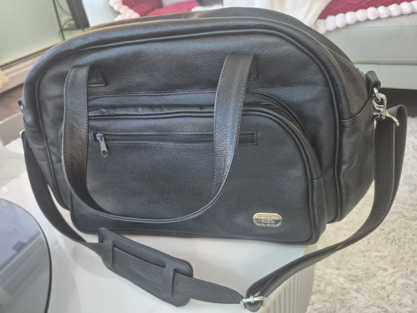 Black Leather Duffle Bag - photo 3