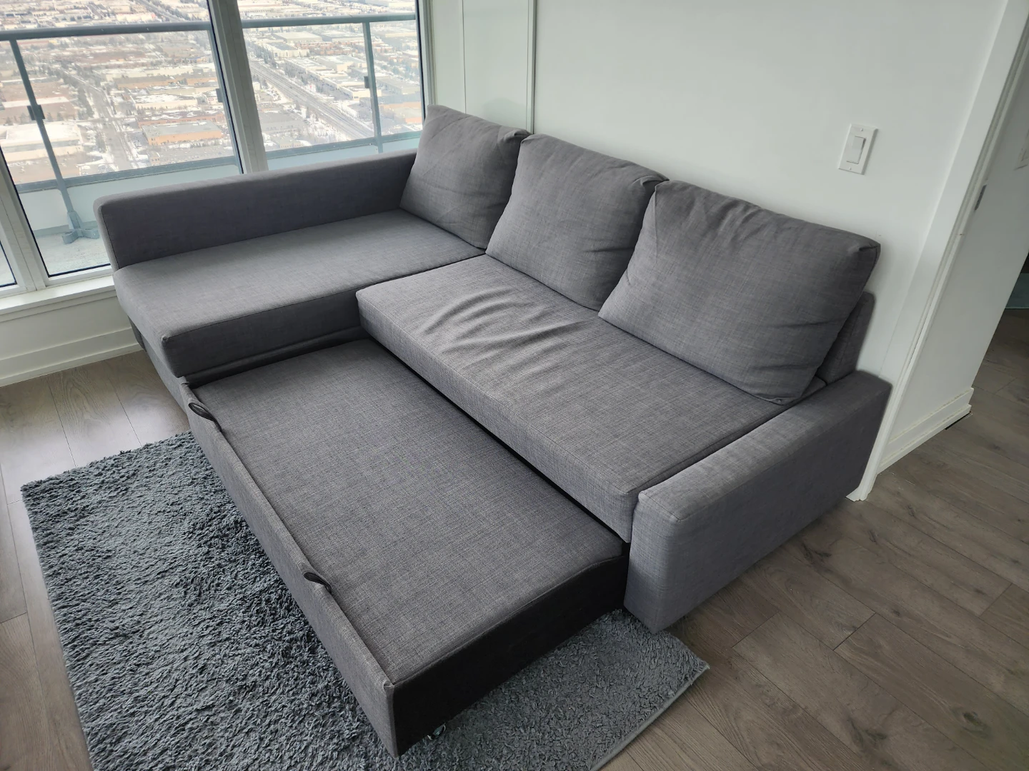 Grey Sectional Sofa Bed with Storage (IKEA: KIVIK) - photo 3