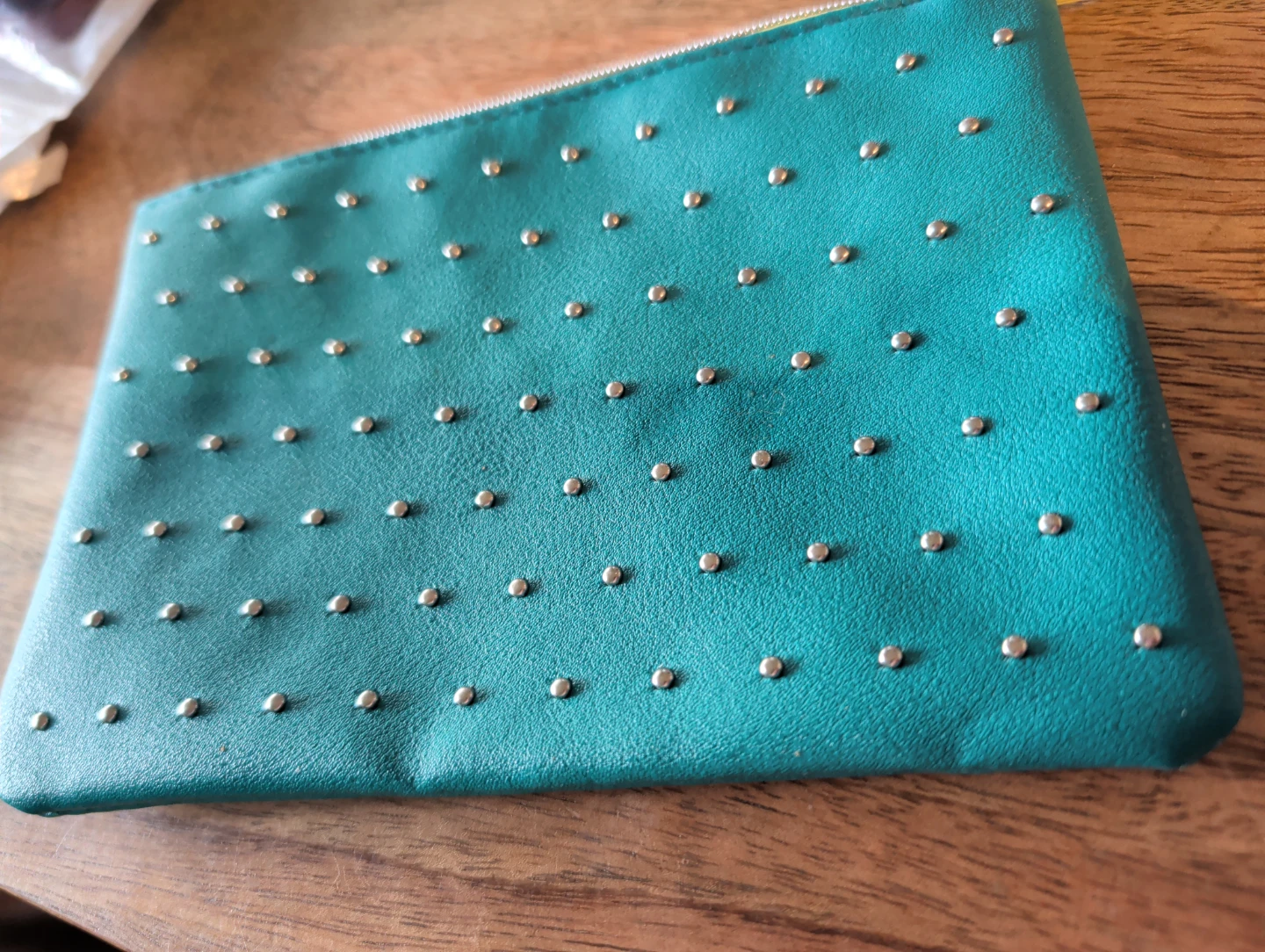 Teal Ipsy makeup bag with Studs