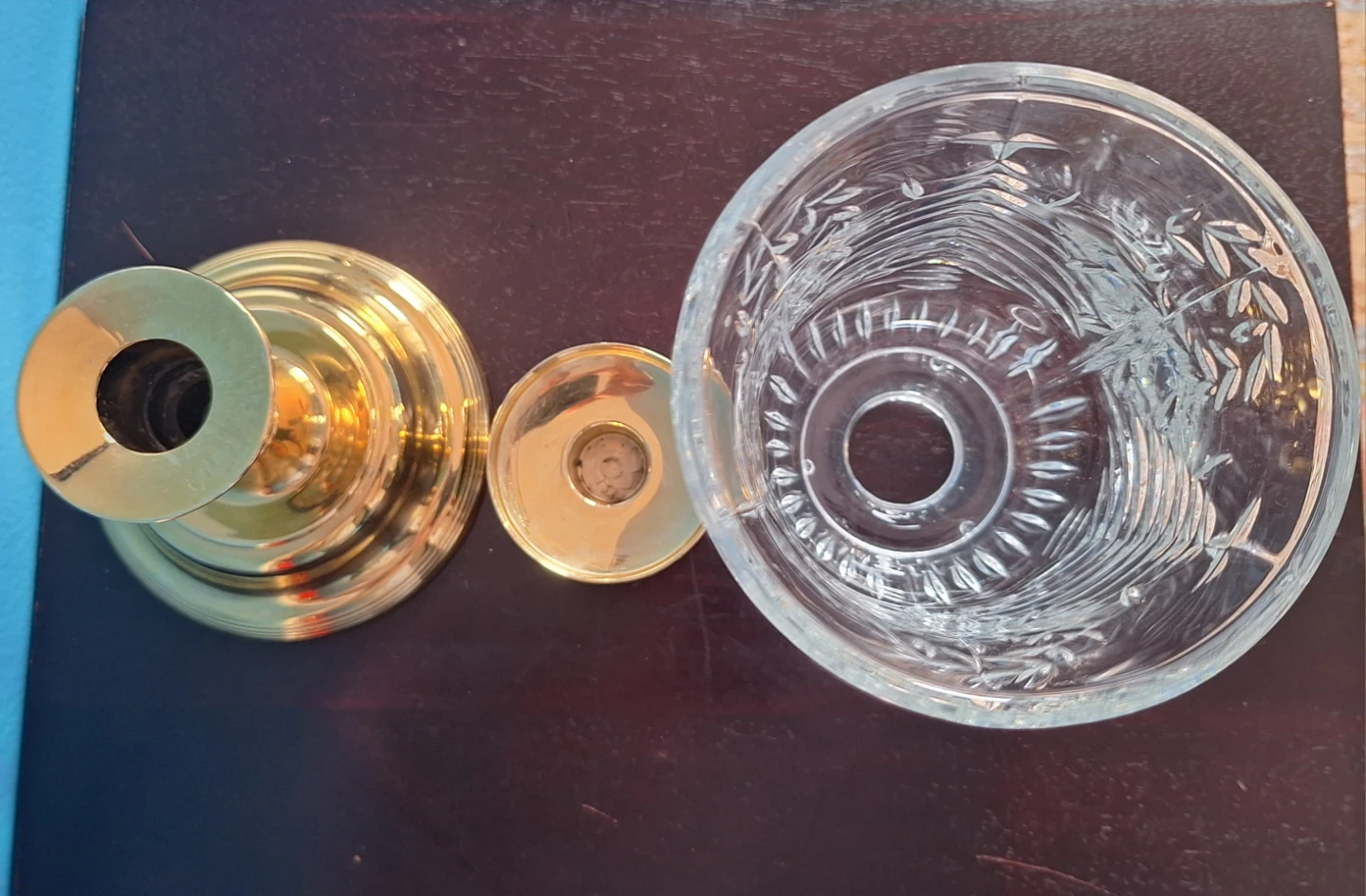 Vintagw Brass and Crystal Hurricane Candle Holder - photo 4