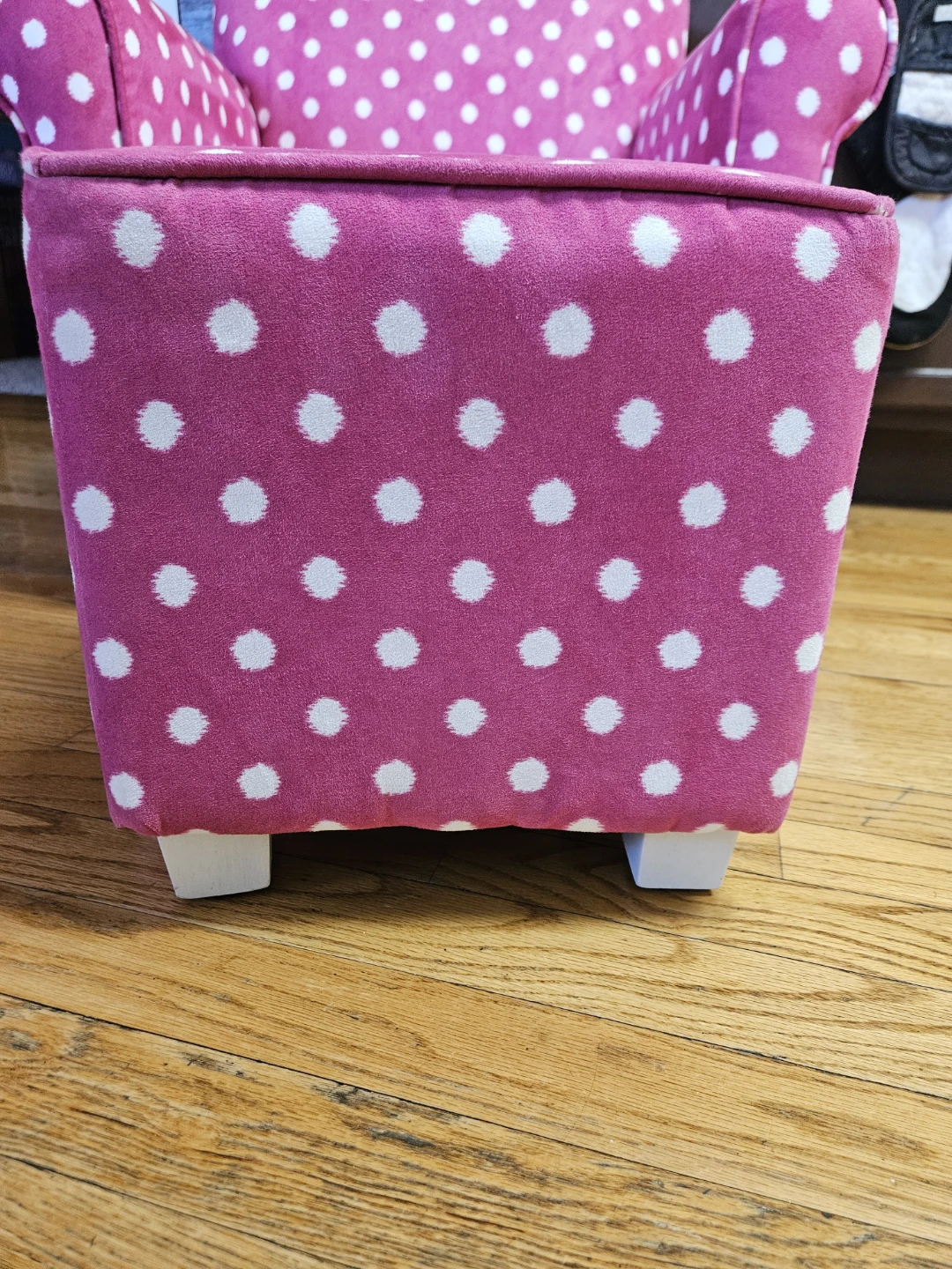 Pink White Polka Dot Kids Armchair with Ottoman - photo 4