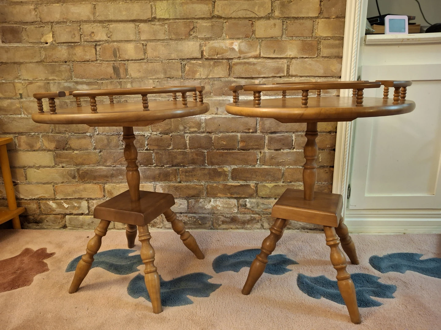 Pair of Wooden Round Accent Tables