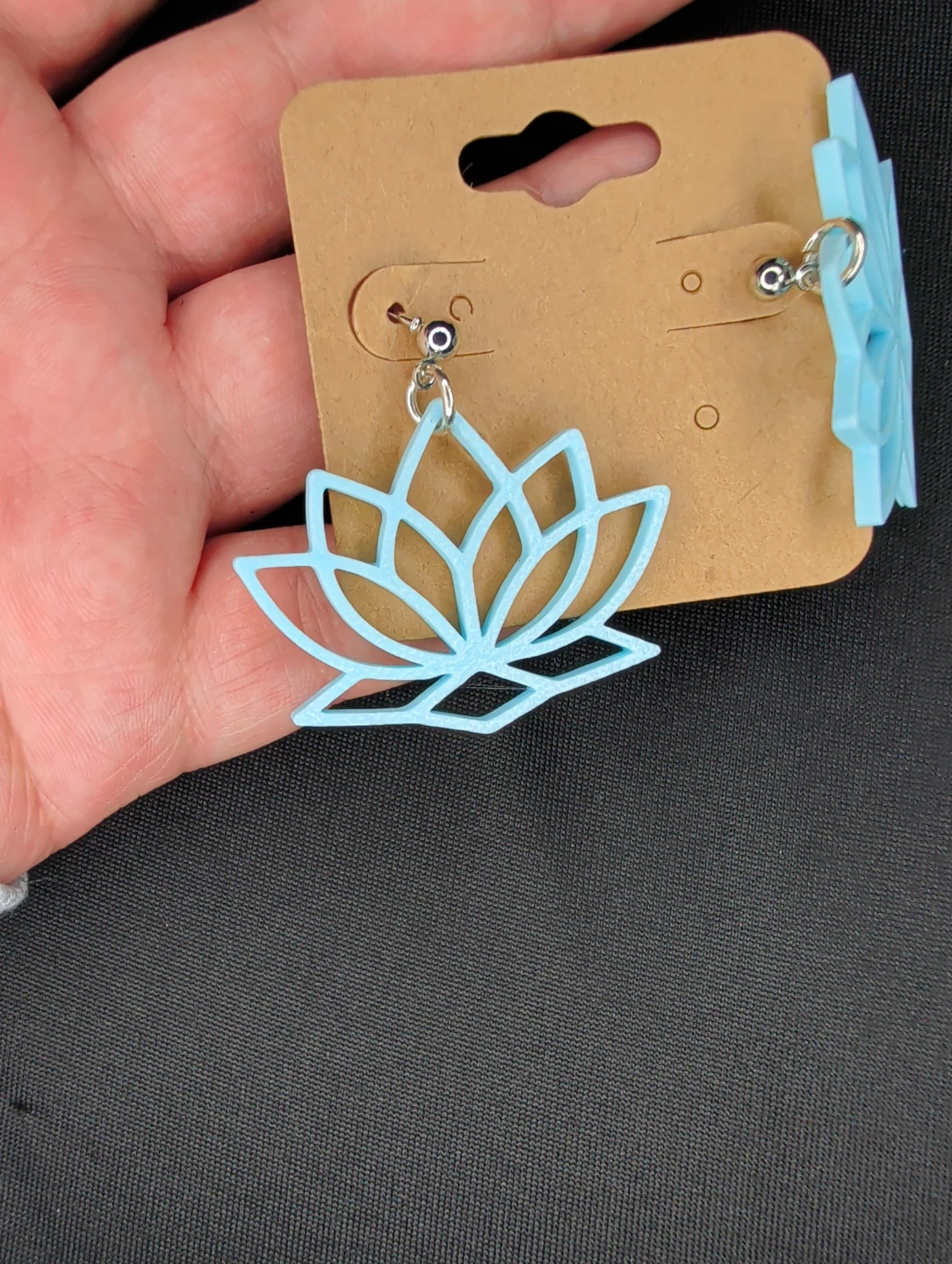 Light Blue Lotus Flower Earrings - photo 4