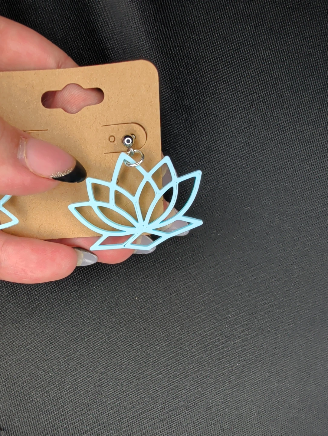 Light Blue Lotus Flower Earrings - photo 5