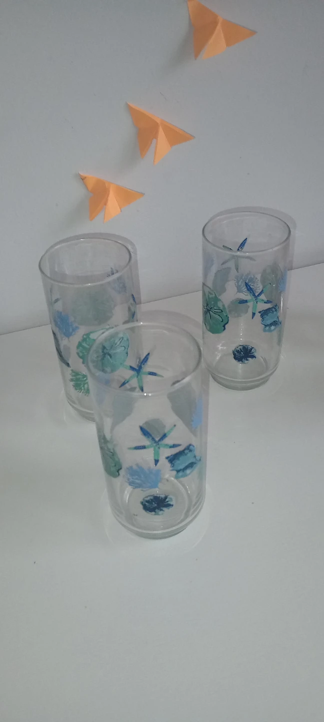 Set of 3 Vintage Nautical Tumbler Glasses