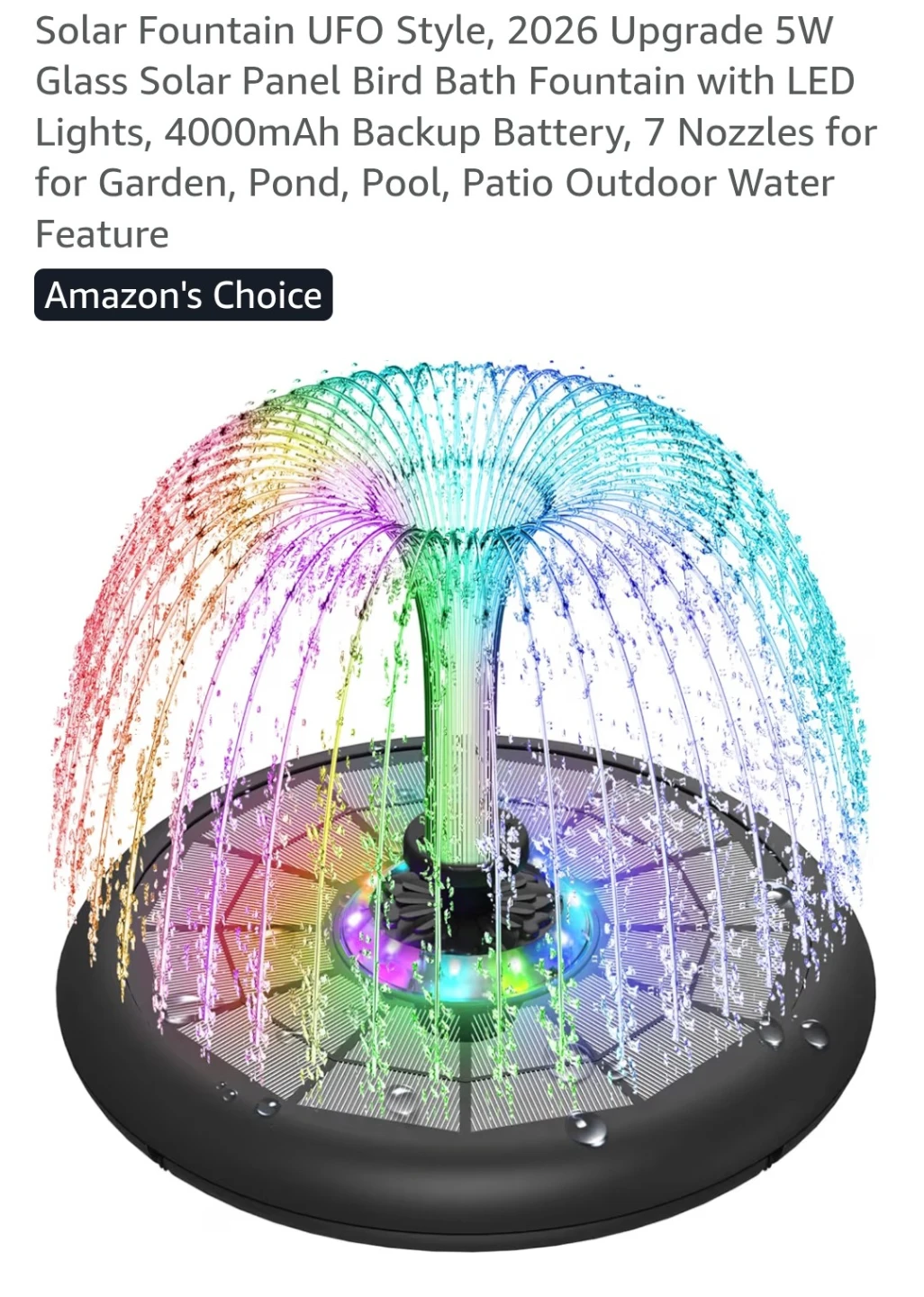 Solar fountain with lights*new*