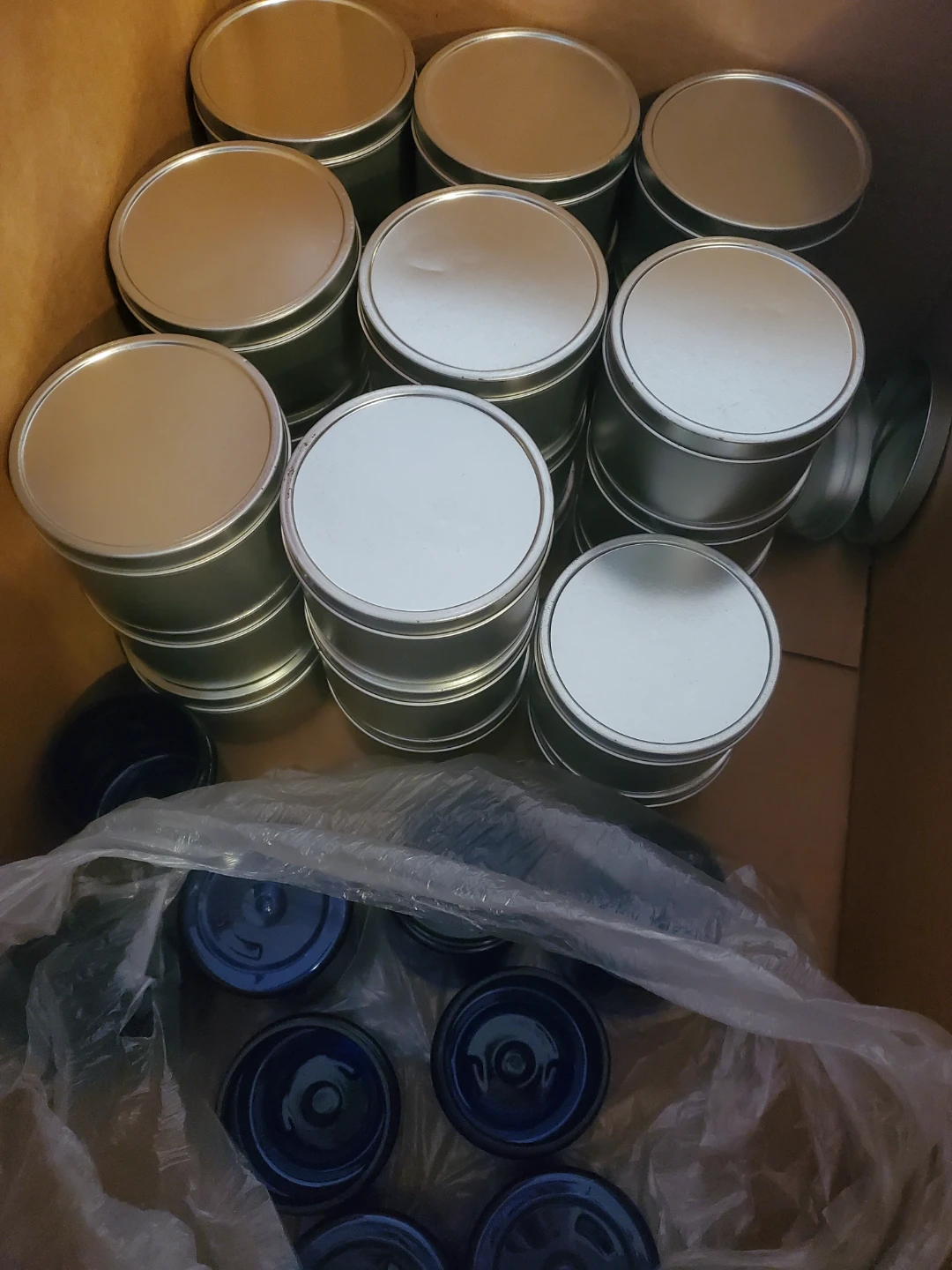 Lots of Metal Tins with Lids for Crafts or Storage