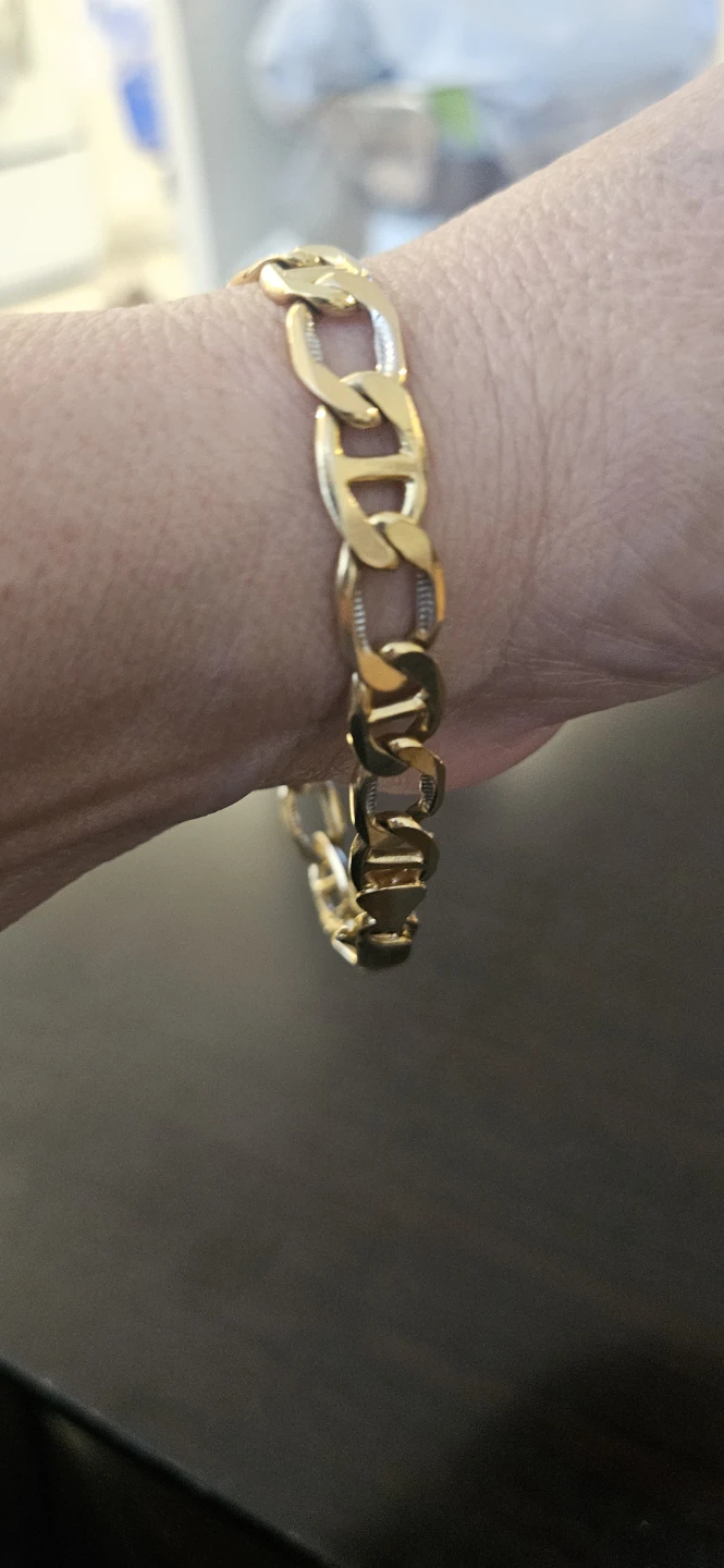 Gold Curb Chain Necklace and Bracelet - photo 3