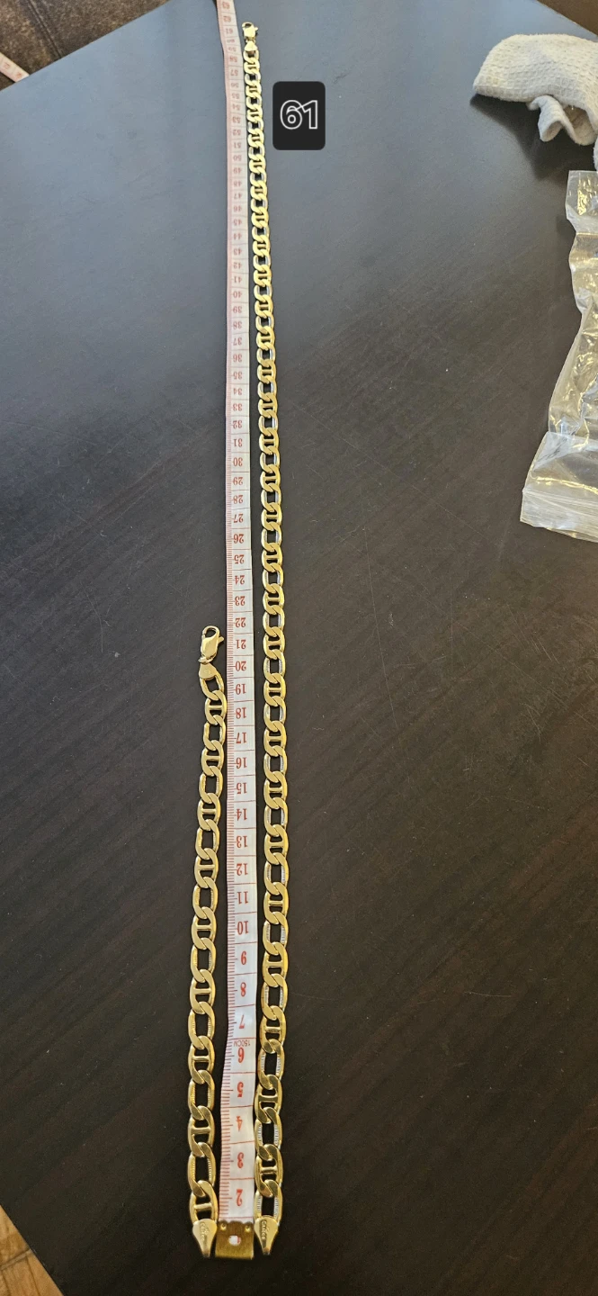 Gold Curb Chain Necklace and Bracelet - photo 5