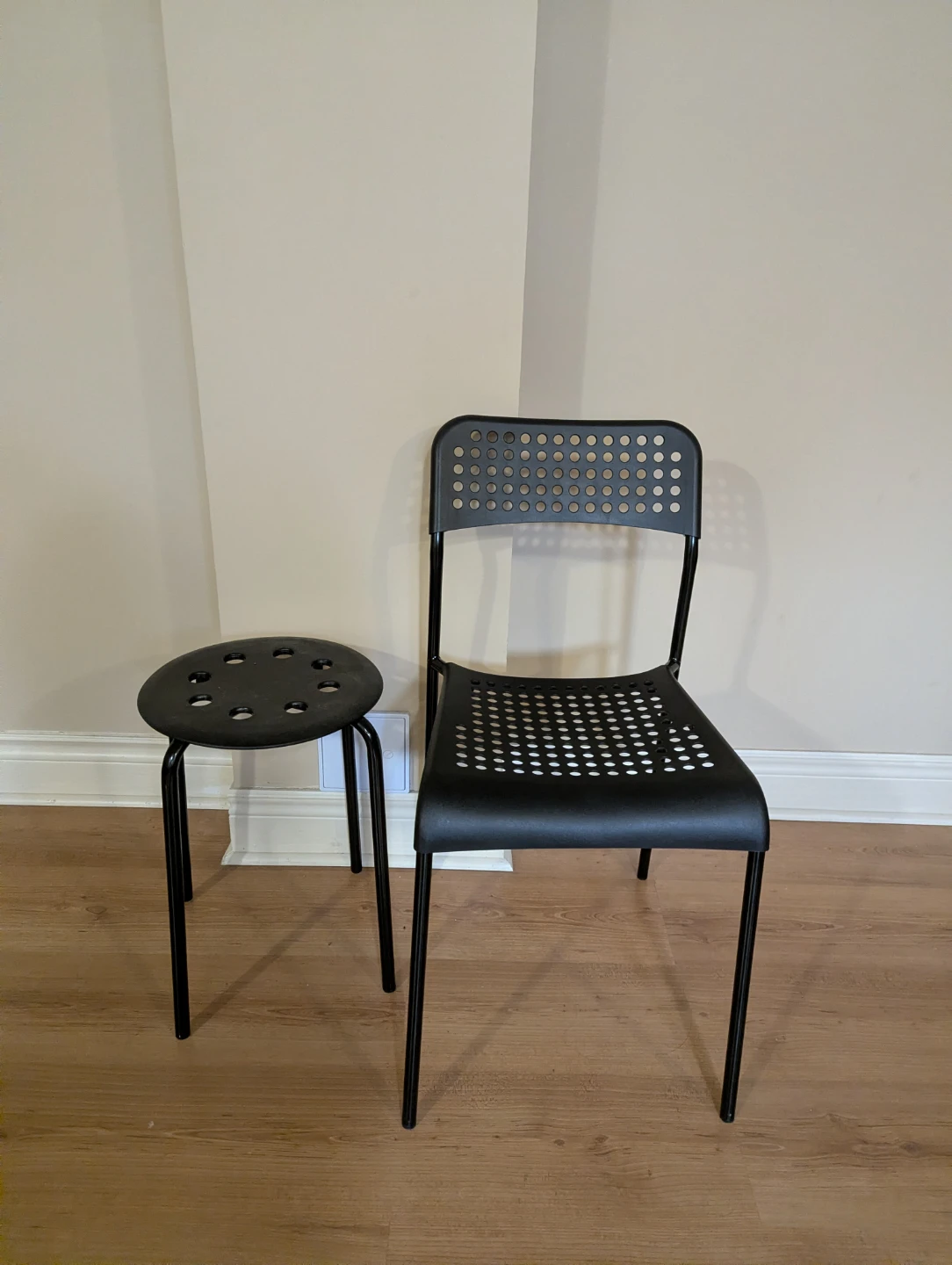 IKEA Black Stool and Chair Set