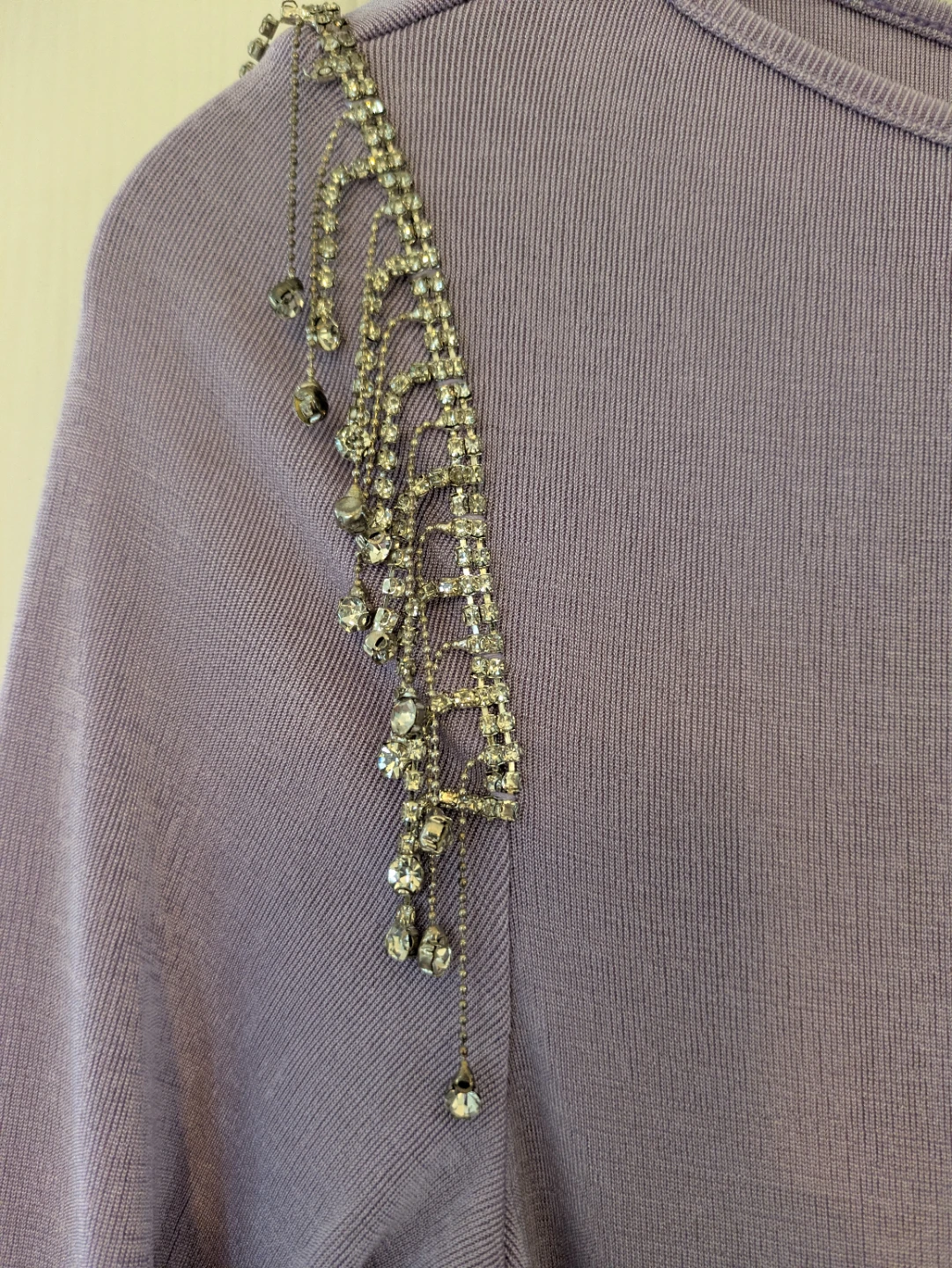 Shein Lavender Ruched Dress with Rhinestone Embellishments - photo 2