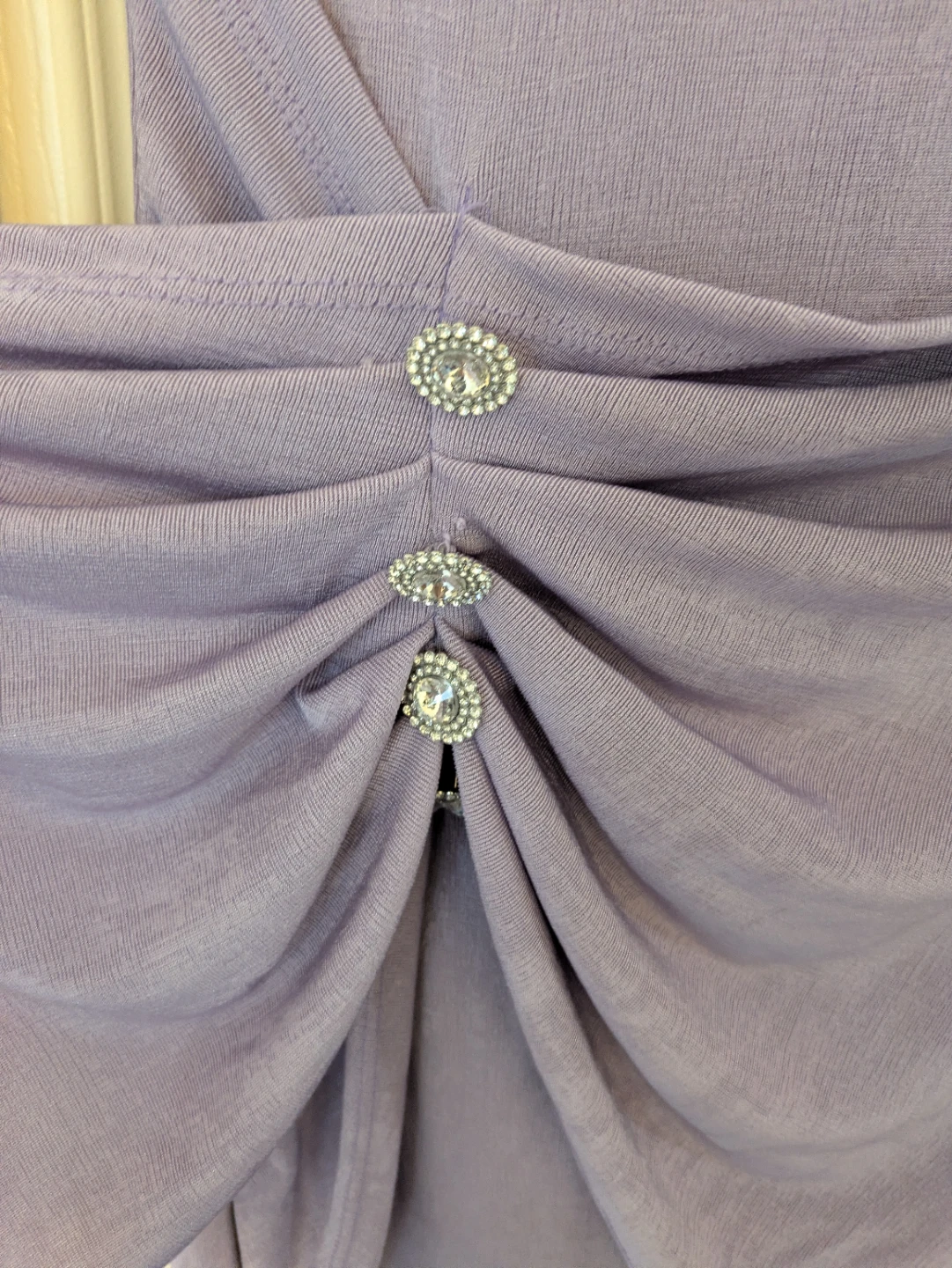 Shein Lavender Ruched Dress with Rhinestone Embellishments - photo 3
