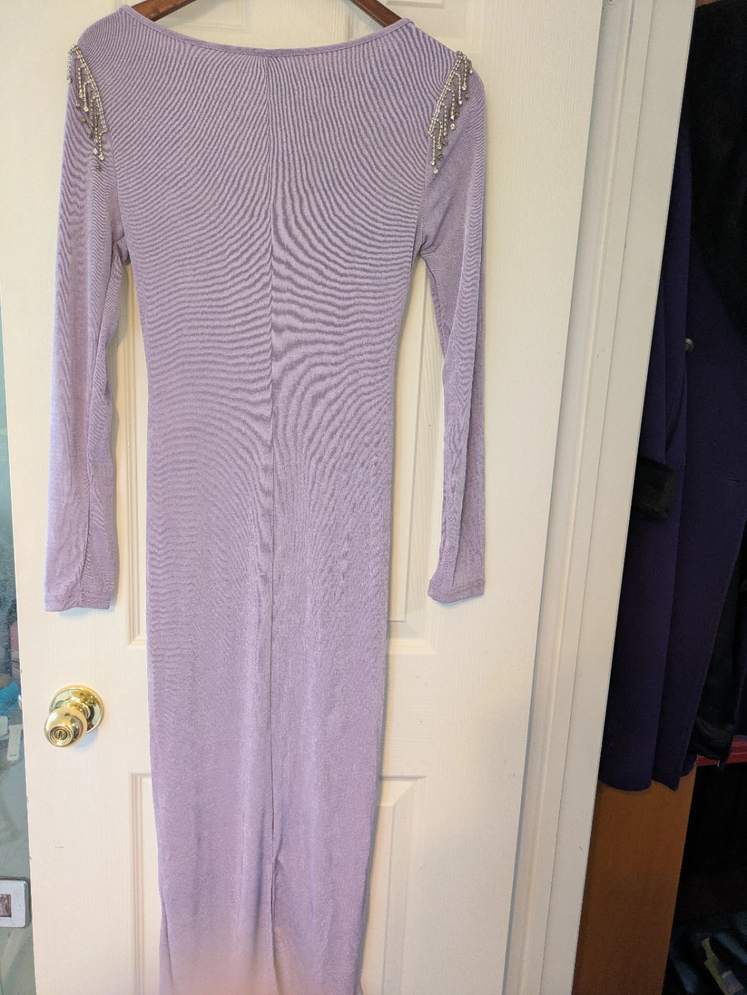 Shein Lavender Ruched Dress with Rhinestone Embellishments - photo 5